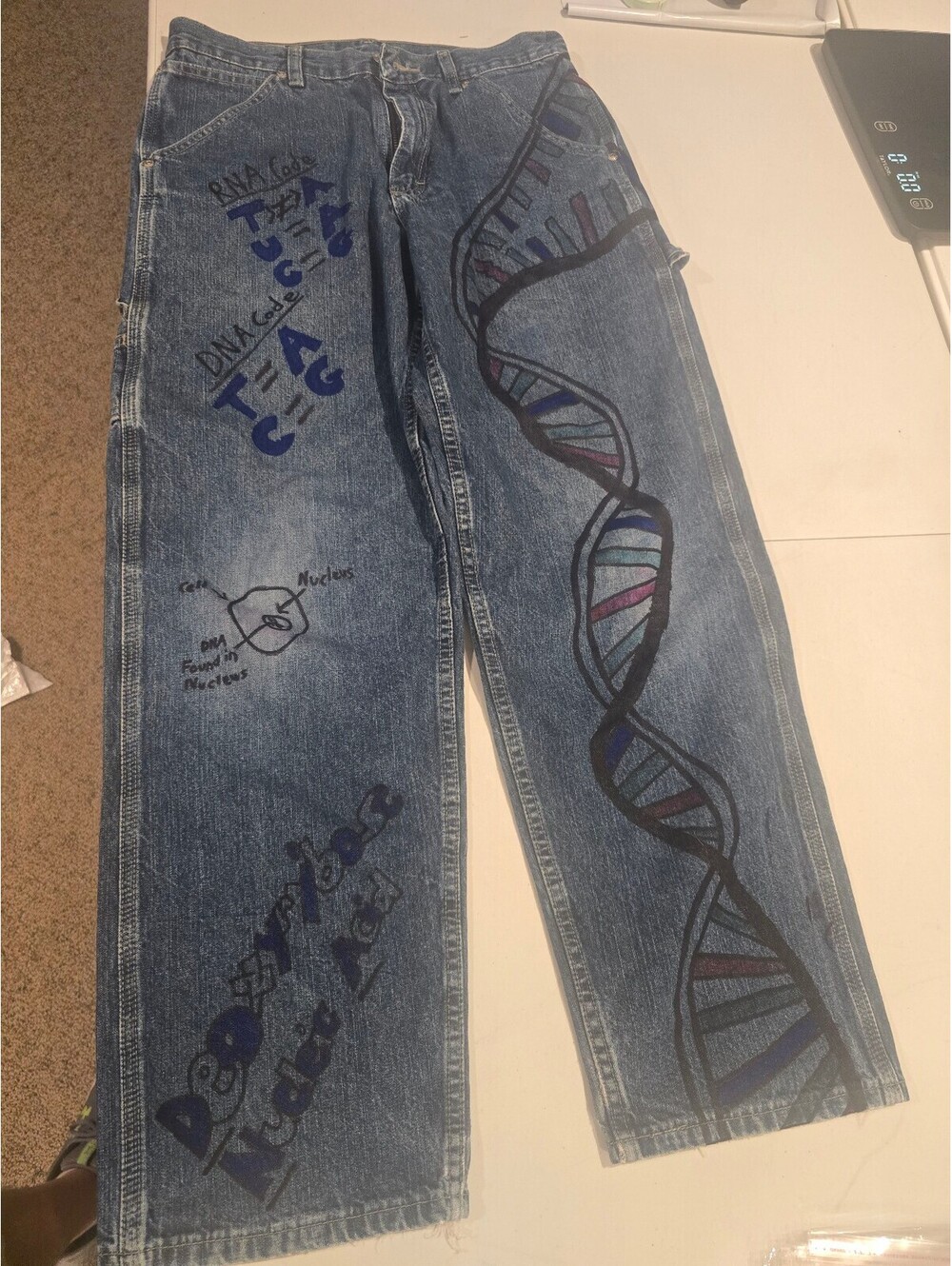 Lee Carpenter Jeans with Hand-Painted DNA Design